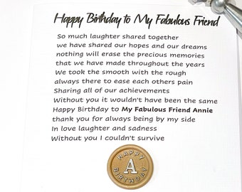 Personalized Friend Birthday Card with Wax Seal