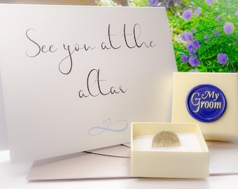 Groom Lucky Sixpence Gift, Wax Sealed Box, Something Old Wedding Card