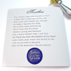 Carte du père du marié de la mariée, à mon futur poème de mariage de beau-père, Merci d'avoir élevé l'homme de mes rêves