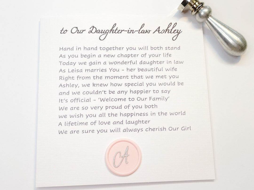 "Welcome To The Family" Daughter-in-Law Wedding Card – A5, With Envelope, Pickture-This-1039788