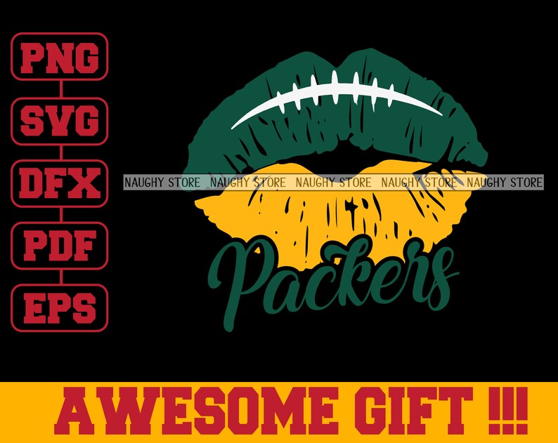 Packers Football Lips Girl SVG Football Lips SVG Green Bay | Etsy