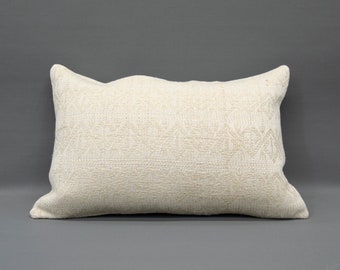 16" x 24" Tribal Home Decor Pillow Cover, Cream Color Modern Throw Pillow, Ethnic Vintage Pillow, Craft Pillow, Bohemian Armchair Pillow