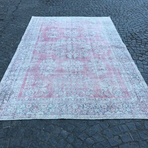 6&#39;6&quot; x 10&#39;2&quot; Antique Light Red Handwoven Unique Floral Carpet, Turkish Anatolian Gray Bohemian Deco Rug, Living Room Modern Art Brown Rug