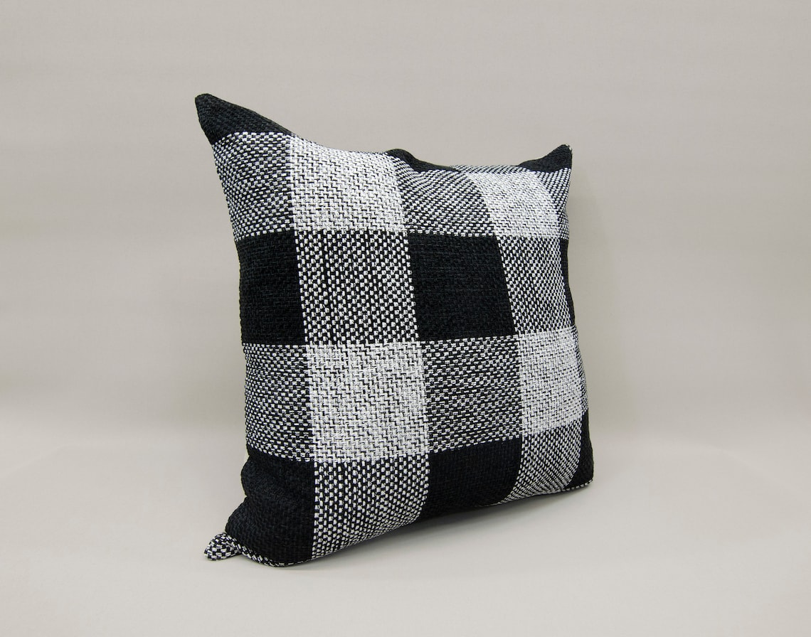 24 X 24 Geometric Black Pillow Handwoven Oushak Etsy
