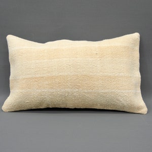 12&quot; x 20&quot; Vintage Pillow, Light Yellow Old Pillow, Bohemian Outdoor Pillow, Living Room Cream Pillow, Rectangle Modern Pillow, Couch Pillow
