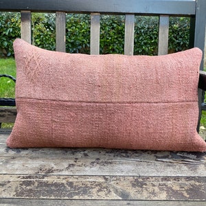 16&quot; x 28&quot; Organic Living Room Light Brick Pillow Cover, Handmade Turkish Pillow Cover, Abatract Craft Pillow Cover, Bohemian Pillow Cover