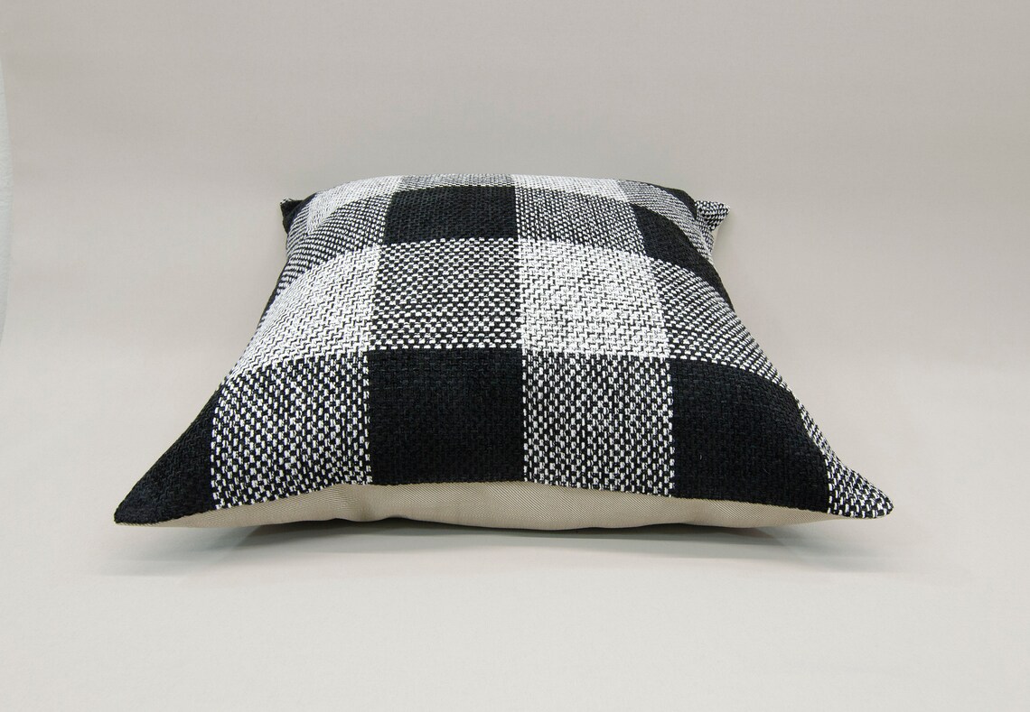 24 X 24 Geometric Loom Pillow Black Pillow White Pillow Etsy