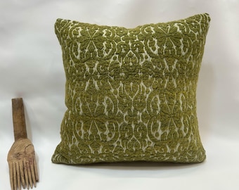 Funda de almohada verde de 16” x 16”, almohada bohemia, almohada lumbar, almohada floral para sala de estar, almohada moderna, almohada para dormitorio, almohada hecha a mano