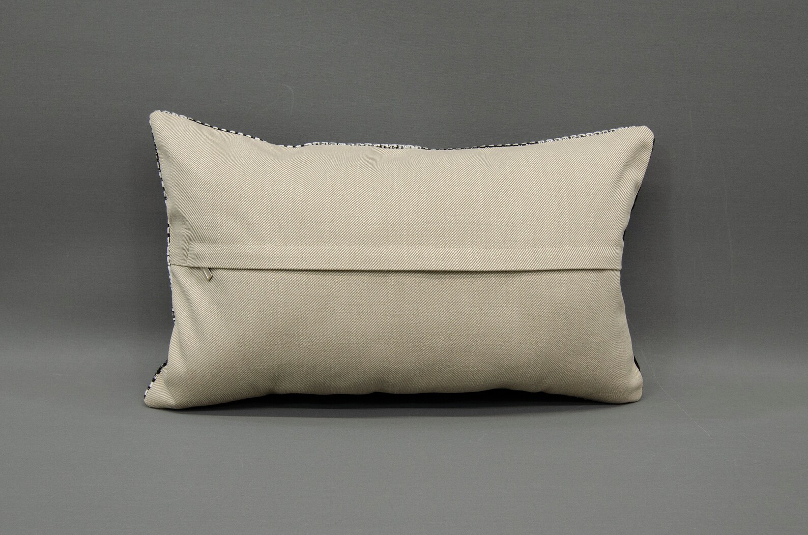 12 X 20 Black Pillow, Handwoven Oushak Pillow, Bohemian White Pillow