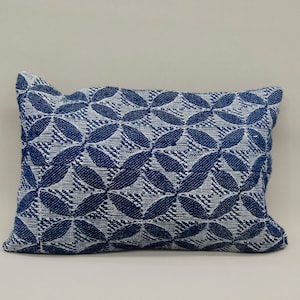 14&quot; x 20&quot; Navy Blue Tribal Pillow, Turkish Anatolian Geometric Pillow, Handwoven Armchair Pillow, Outdoor Pillow, Decorative Patio Pillow