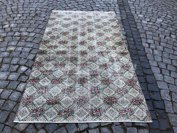 ヴィンテージ カーペット、3.7 x 6.6 フィート、202 x 113 cm