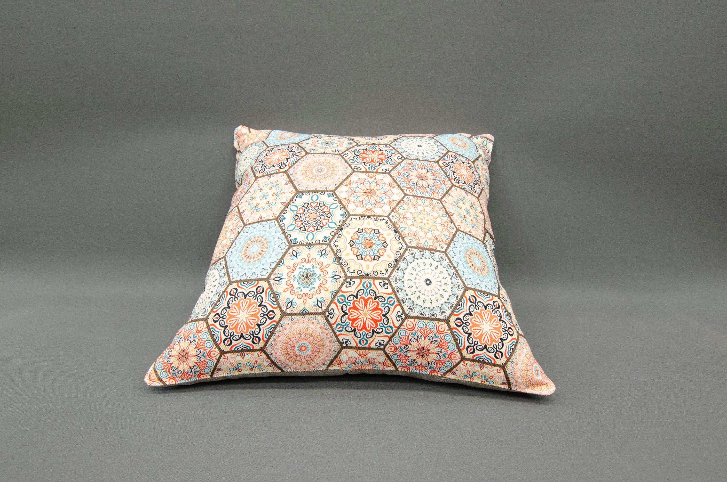 20 X 20 Fabric Sofa Pillow, Geometric Pillow, Floral Pillow, Yellow