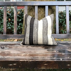 16” x 16” Turkish Nomadic Beige Pillow Cover, Abstract Black Pillow Cover, Craft Pillow Cover