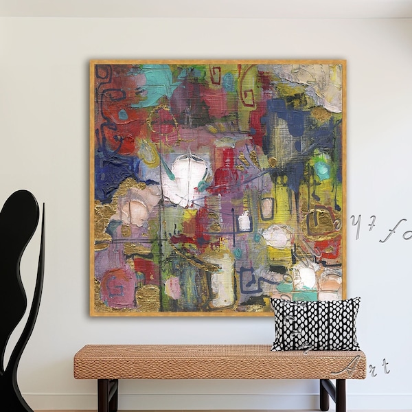 Abstract Painting, Art Print on Canvas, Giclee Print, Framed Canvas Art, Print on Paper, Colorful Abstract, Oversized Canvas Wall Art