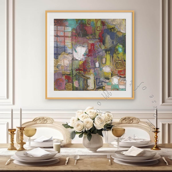 Abstract Painting, Art Print on Canvas, Giclee Print, Framed Canvas Art, Print on Paper, Colorful Abstract, Oversized Canvas Wall Art