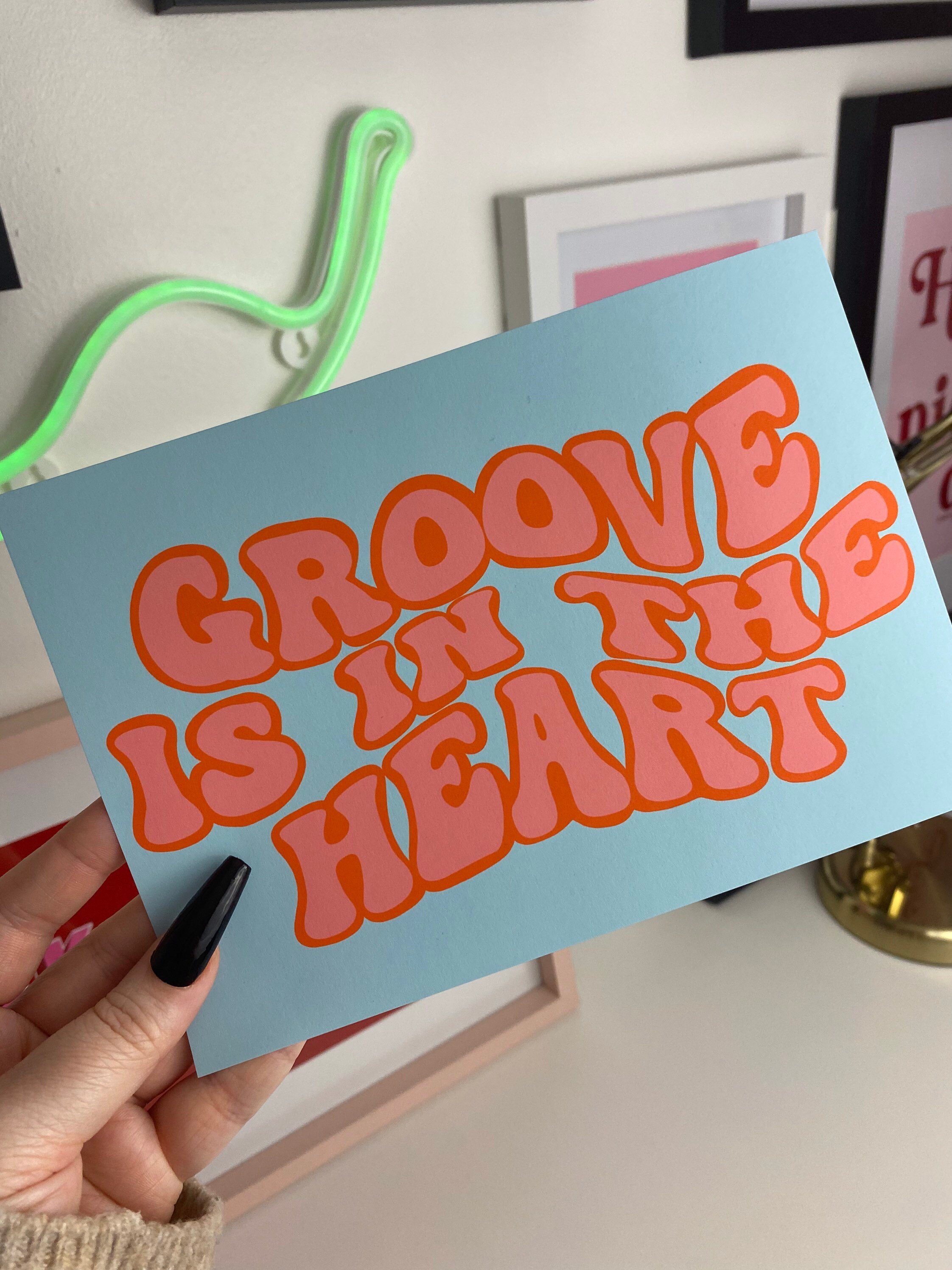 Groove is in the Heart Bright Wall Art Print Bedroom and Office Wall