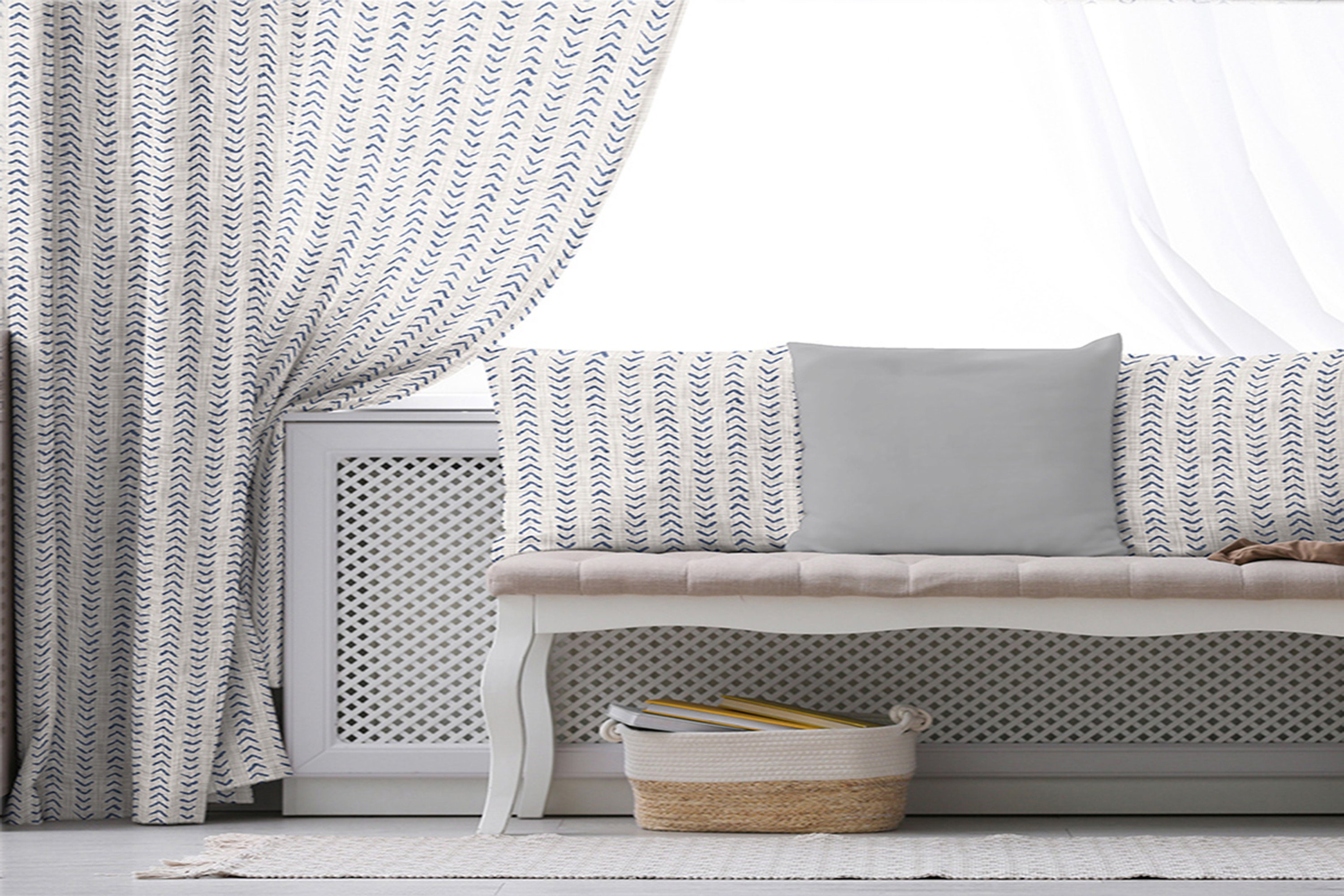Grey Chevron Window Curtains