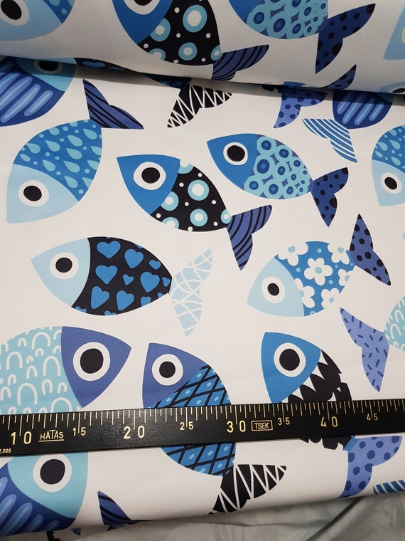 Fish Fabric, Fish Pattern, Animal Print, Upholstery Fabric, Animal Fabric,  Ocean Fabric 