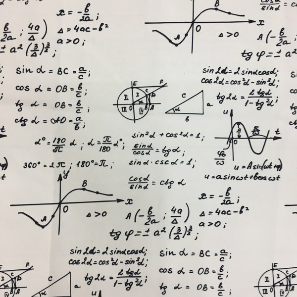 Math Formula Fabric, Math Pattern, Chemistery Fabric, Fabric for Upholstery, Modern  Fabric, Fabric by the meter