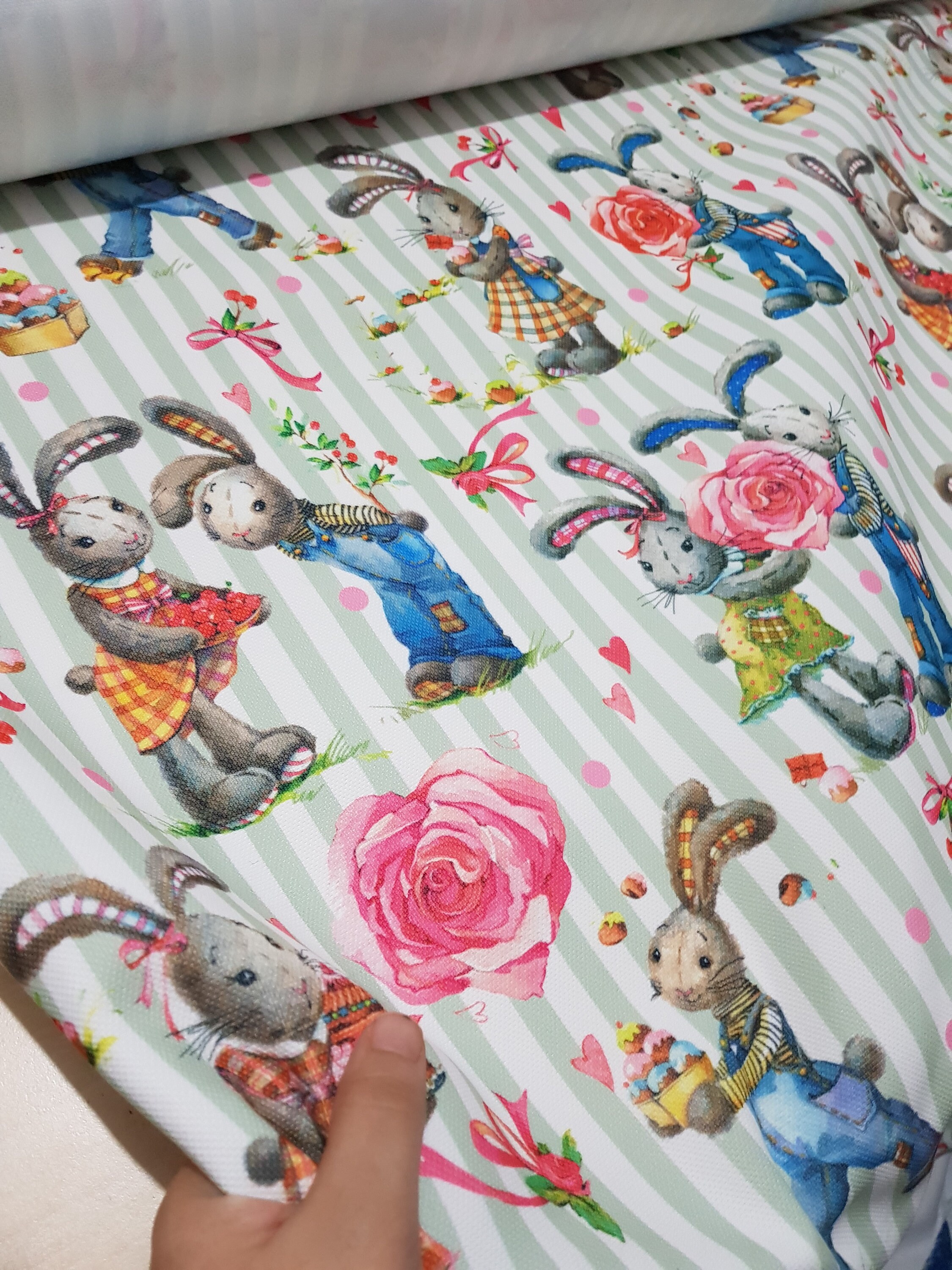 Rabbit Fabric Rabbit Pattern Digital Print Home Decor Etsy