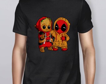 baby groot and deadpool hoodie