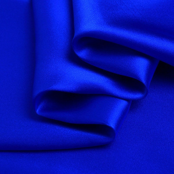 Pure silk royal blue  Charmeuse fabric-100% pure cotton solid fabric, suitable for fashion width 44 inches 16 Momme