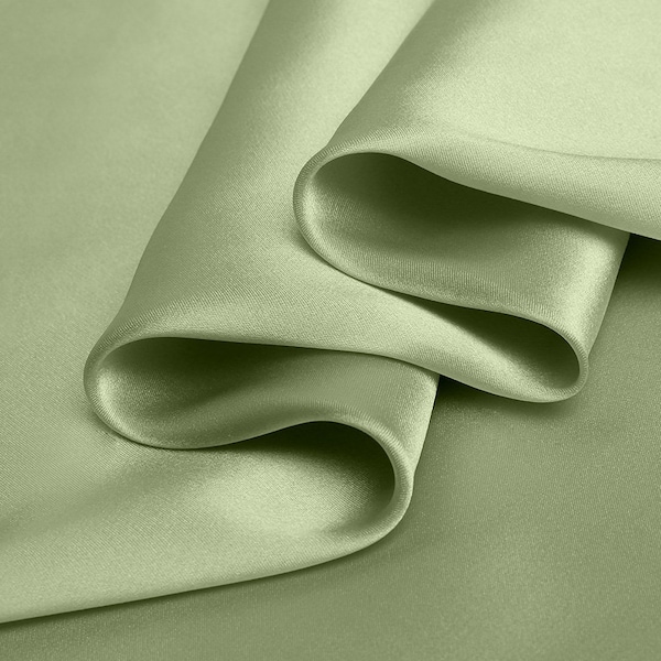 Couleur pure soie haricot vert tissu Stretch Silk Satin Designer Fabric par cour Largeur 55 pouces