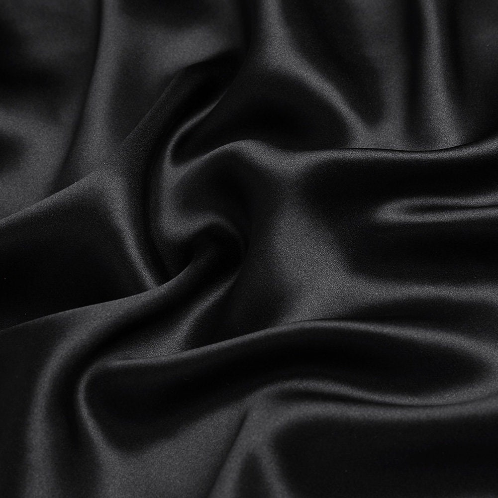 Color puro seda negro Charmeuse tela-100% algodón puro tela | Etsy