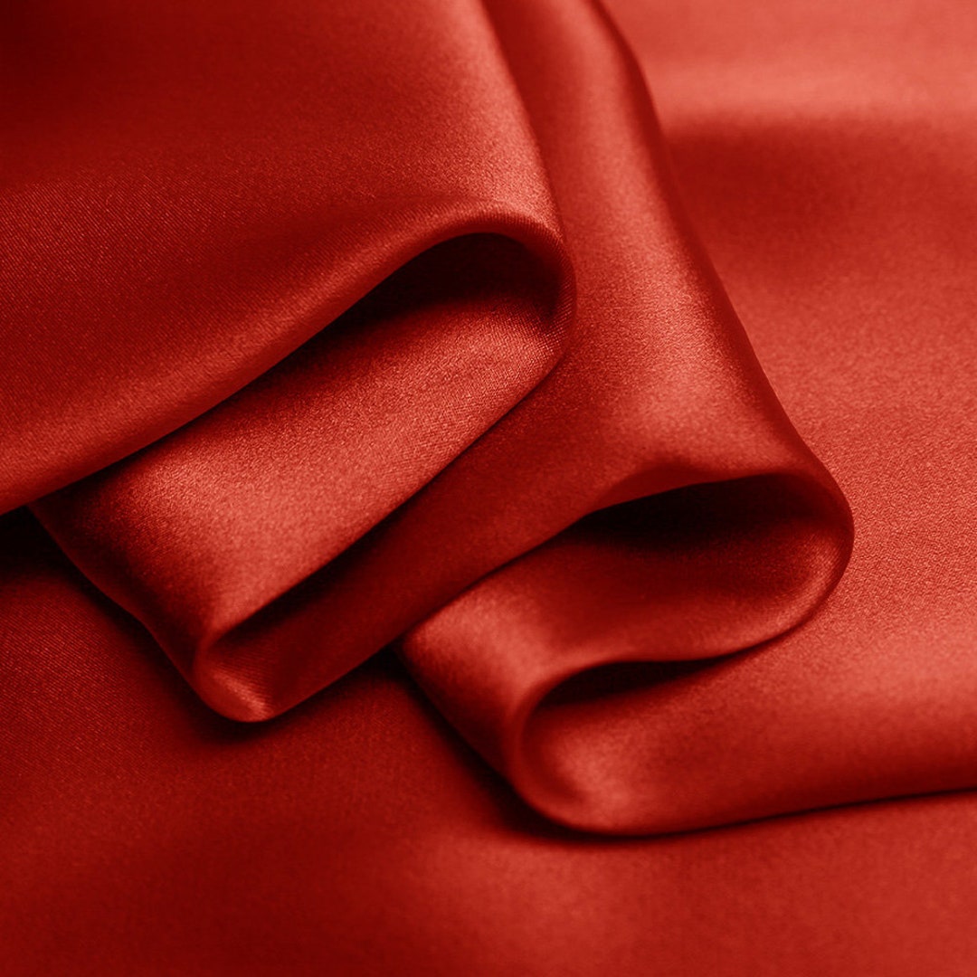 Pure Color Silk Rust Red Fabric Stretch Silk Satin Designer Fabric