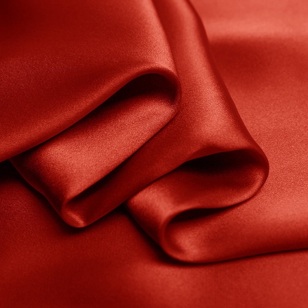 Couleur pure soie rouille tissu rouge Stretch Silk Satin Designer Fabric par cour Largeur 55 pouces