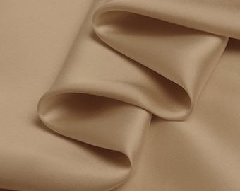 Pure color silk light gold fabric Stretch Silk Satin Designer Fabric By The Yard Width 55 inch