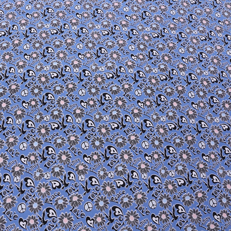 Blue fabric small flower pattern printing fabric 100/% Silk Crepe de Chine fabric Width 54 inch