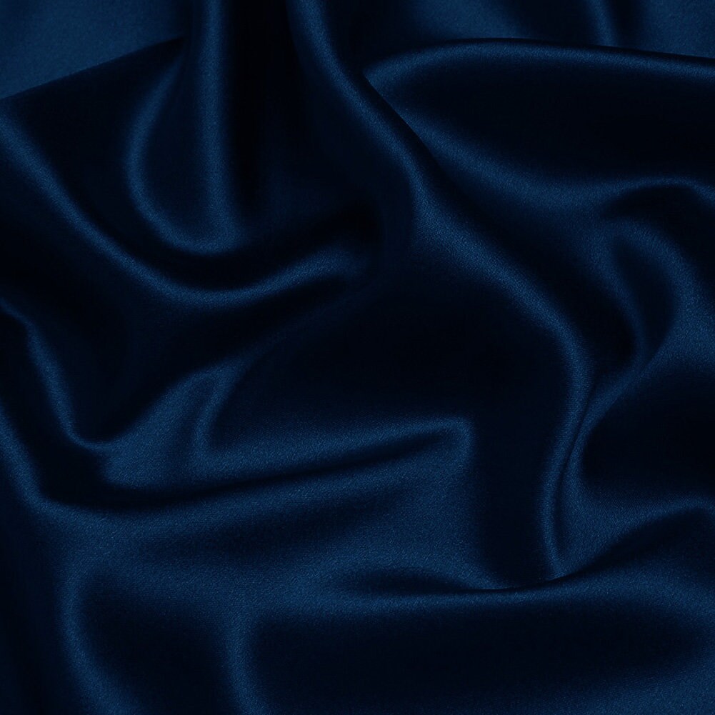 Pure Color Silk Navy Blue Charmeuse Fabric100 Pure Cotton Etsy UK