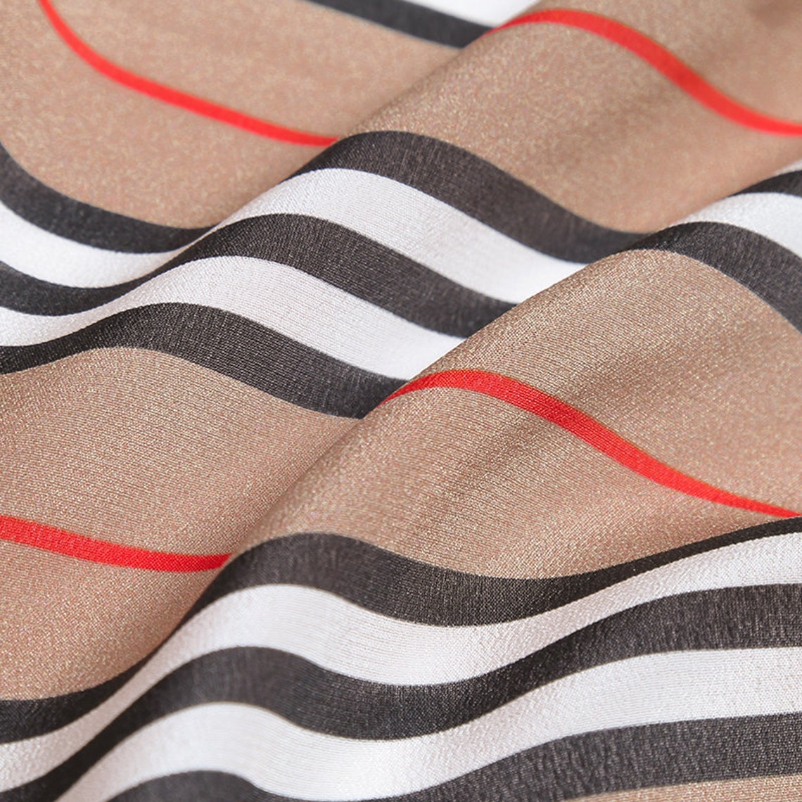 Highquality fabric line pattern printed fabric100 Silk Etsy