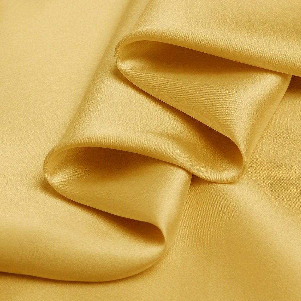 Pure Color Silk Dark Gold Fabric Stretch Silk Satin Designer Etsy
