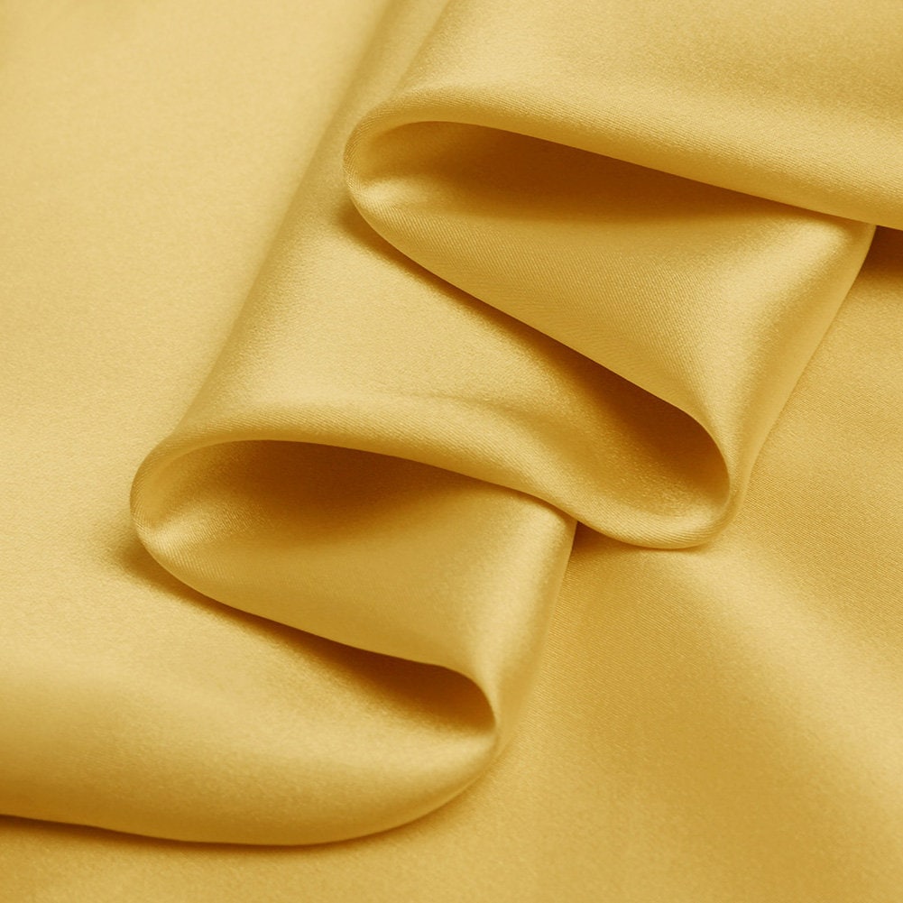 Pure Color Silk Dark Gold Fabric Stretch Silk Satin Designer Etsy