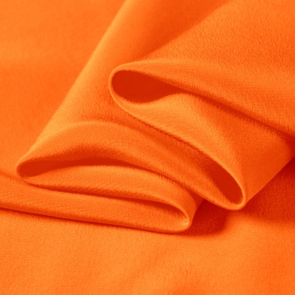 Tissu orange soie pure 100% Silk Crepe de Chine tissu Largeur 44 pouces