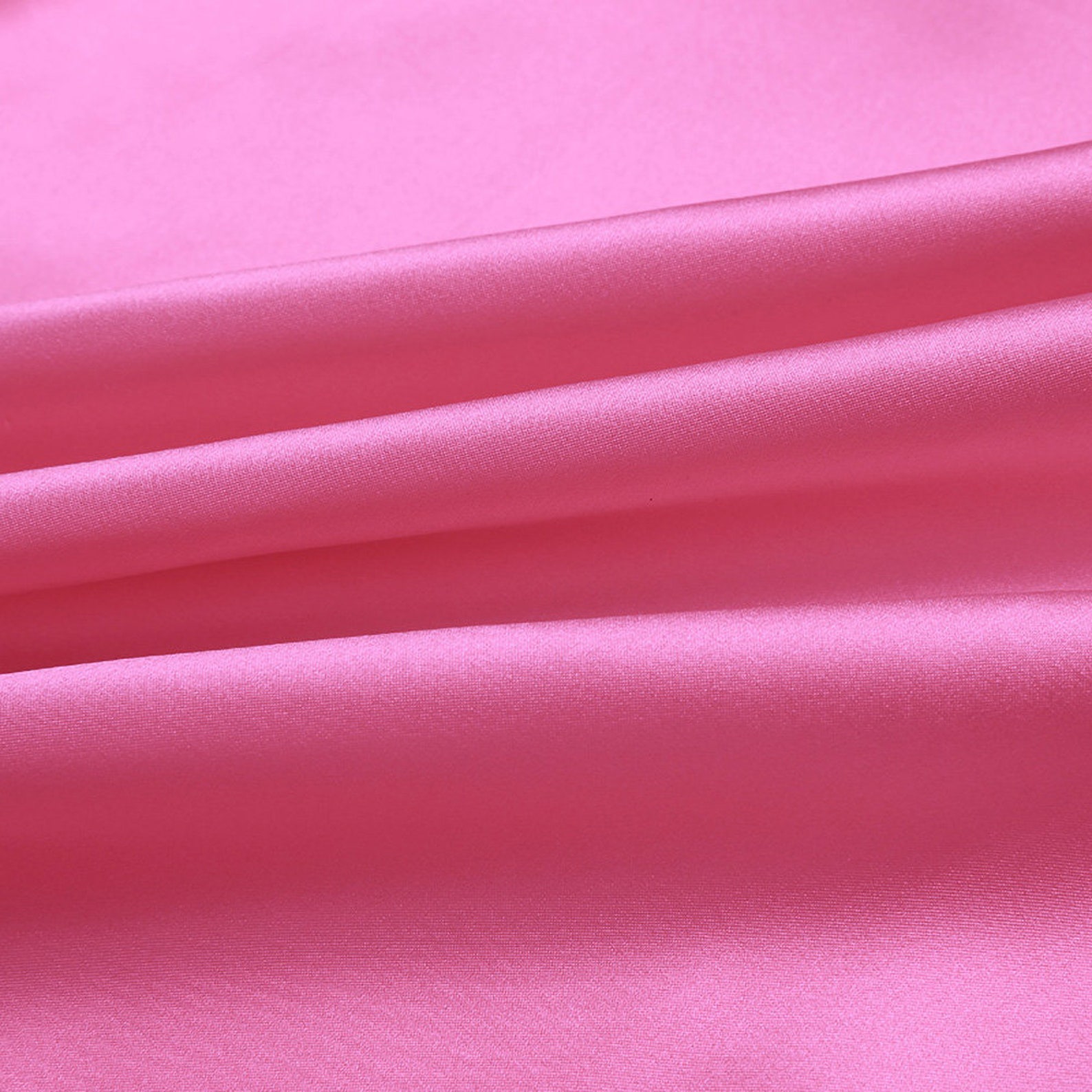 Pure Color Silk Pink Fabric Stretch Silk Satin Designer Fabric by the