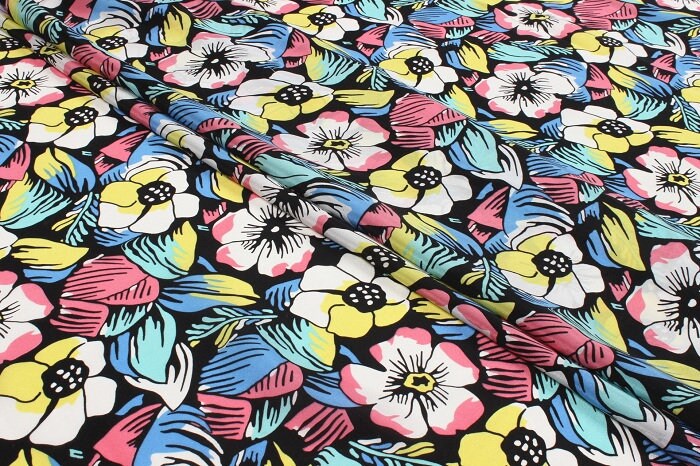 Color Flower Pattern Printed Fabric 100% Silk Crepe De Chine - Etsy