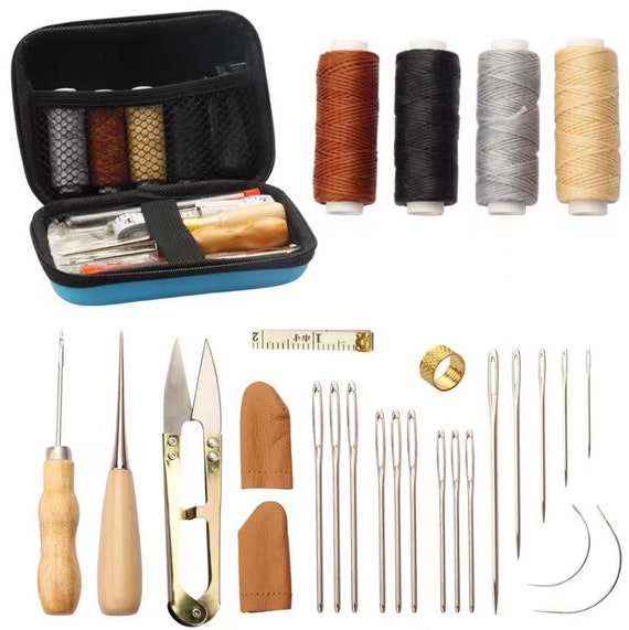 28 Piece Leather Sewing Kit, Leather Work Kit With Big Eye Sewing