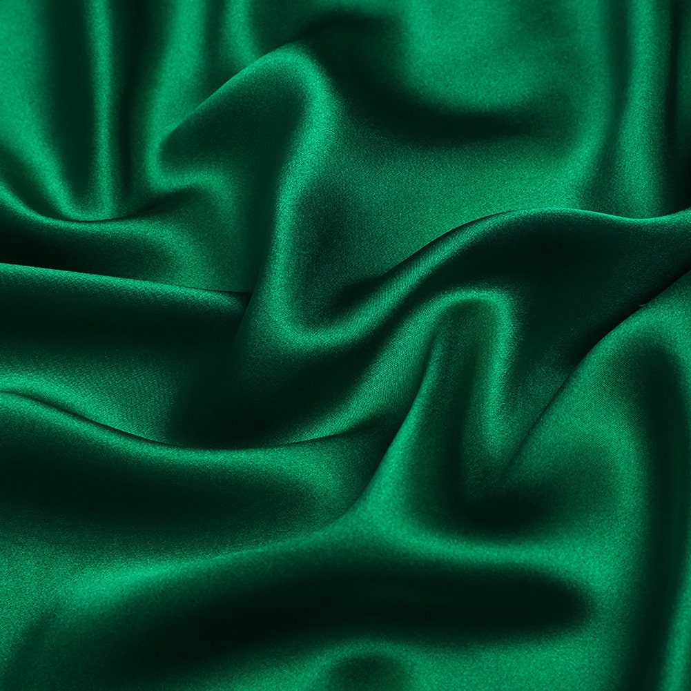 Pure Color Silk Dark Green Charmeuse Fabric 100 Pure Cotton Etsy