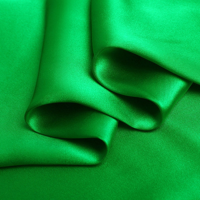 Pure Color Silk Jade Green Fabric Stretch Silk Satin Designer Fabric by