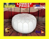 Pouf Available in more COLORS Ottoman Handmade Moroccan Leather Chair Pouffe Footstool Cover Pattern Tray Insert Nursery Round Unstuffed