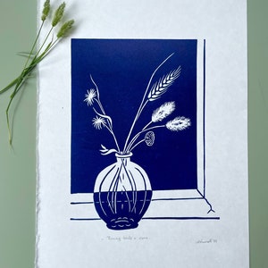 Bunny Tails & Corn | Original Lino Print | Signed, Dated