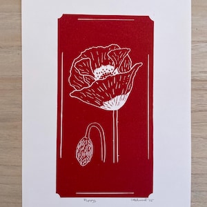 Poppy Original Lino Print | Signed, Dated