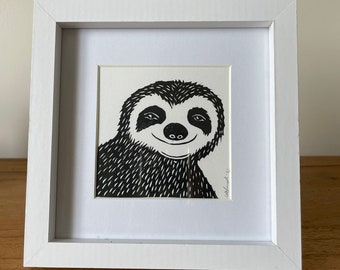 Sloth Lino Print Unframed