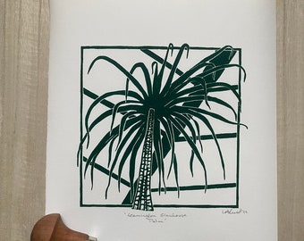 Leamington Spa Glasshouse Palm | original Lino print | signed
