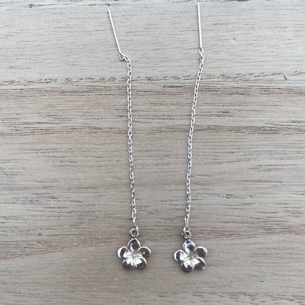 Cherry Blossom Sterling Silver Threader Earrings