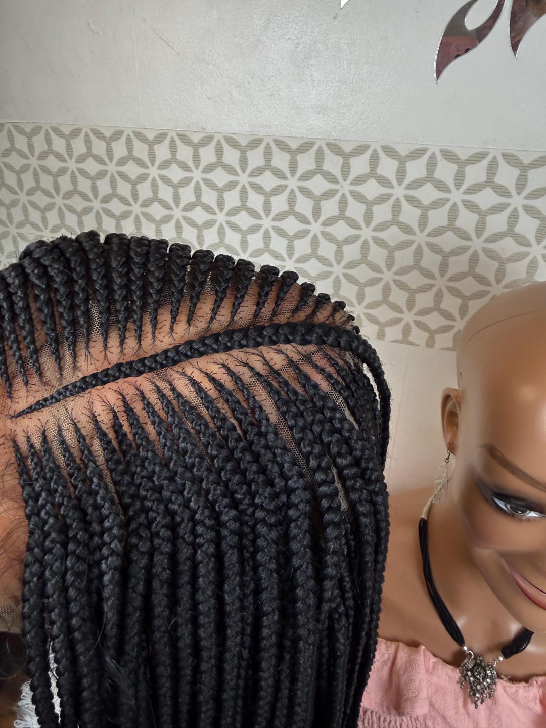 Full Lace Cornrow With Box Braid Wig Lightweight Wig Black 34 Inches 