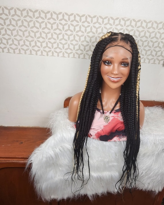 Fulllace Handmade Ombre Box Braid Wig: 32 Inch Full Lace  display picture 1